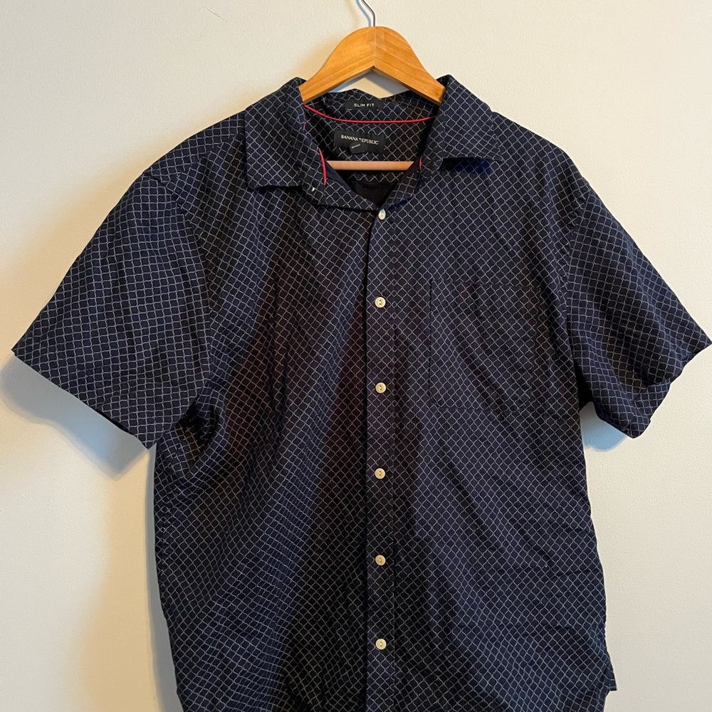 Banana Republic Dark Blue Geometric Shirt